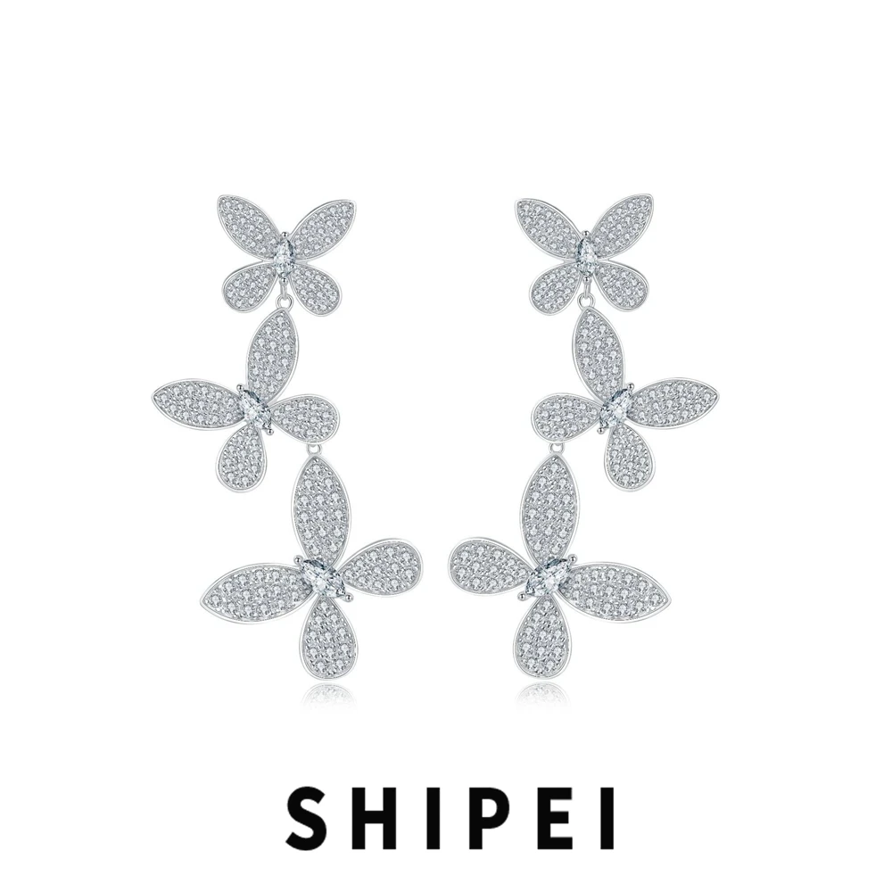 SHIPEI Luxury Solid 925 Sterling Silver White Sapphire Gemstone Wedding Engagement Butterfly Dangle Earrings Jewelry For Women
SHIPEI Luxury Solid 925 Sterling Silver White Sapphire Gemstone Wedding Engagement Butterfly Dangle Earrings Jewelry For Women