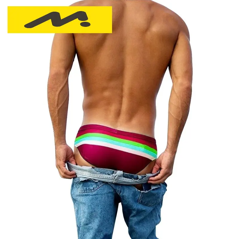 Mens Triangular Swimwear Low Rise Sexy Pouch Male Swimming Briefs Stripe Swimsuit Man Surf Swim Trunks Beach Shorts 
Mens Triangular Swimwear Low Rise Sexy Pouch Male Swimming Briefs Stripe Swimsuit Man Surf Swim Trunks Beach Shorts