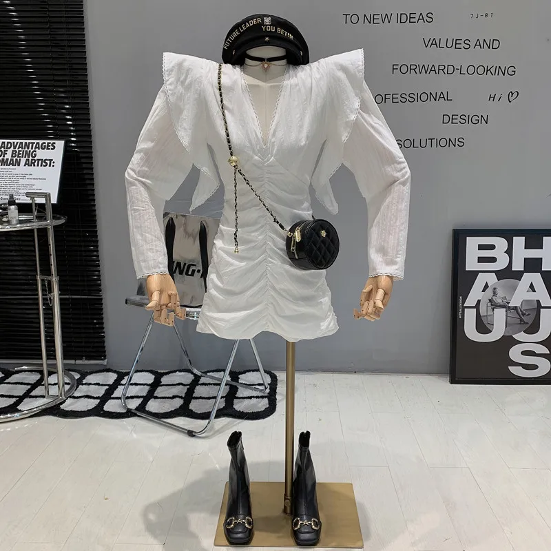 Женское Плиссированное Платье с V-образным вырезом, длинным рукавом
Женское Плиссированное Платье с V-образным вырезом, длинным рукавом