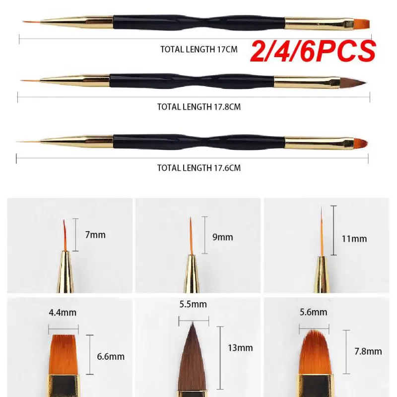 

Набор кистей для дизайна ногтей с французской полосой, 2/4/6 шт., ультратонкие кисти для рисования линий, двусторонние кисти для УФ-геля, инструменты для маникюра