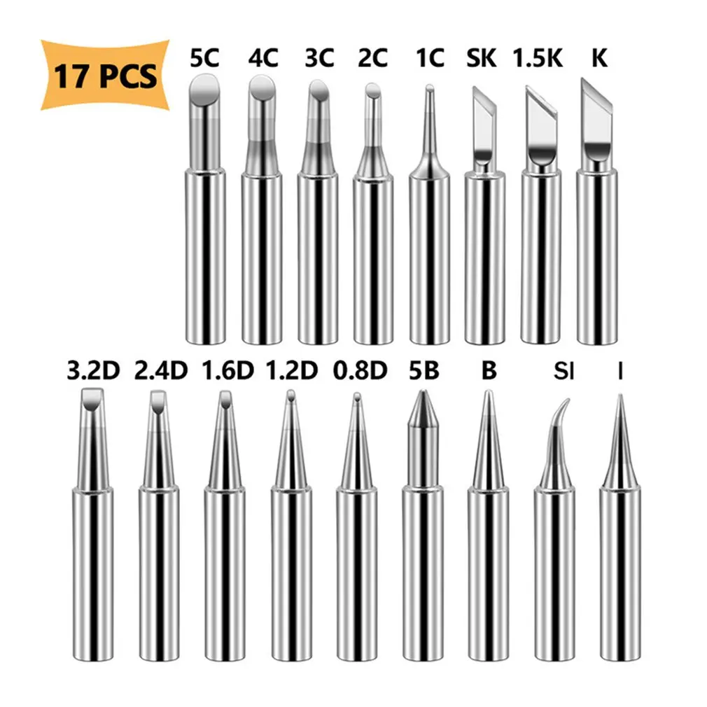 

Soldering Iron Tips Pure Copper Soldering Iron Tip Lead-free Solder Tips Welding Head Soldering Tools 17pcs/set