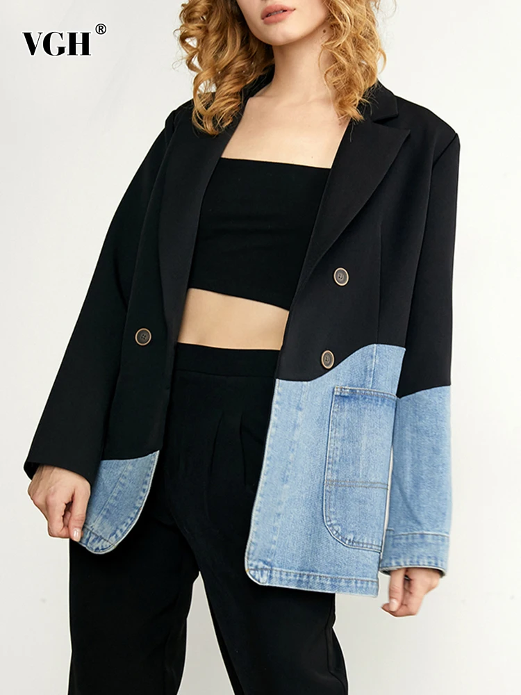 VGH Vintage Patchwork Plaid Blazer For Women Notched Collar Long Sleeve Colorblock Double Breasted Coats Female Fashion Clothing
VGH Vintage Patchwork Plaid Blazer For Women Notched Collar Long Sleeve Colorblock Double Breasted Coats Female Fashion Clothing