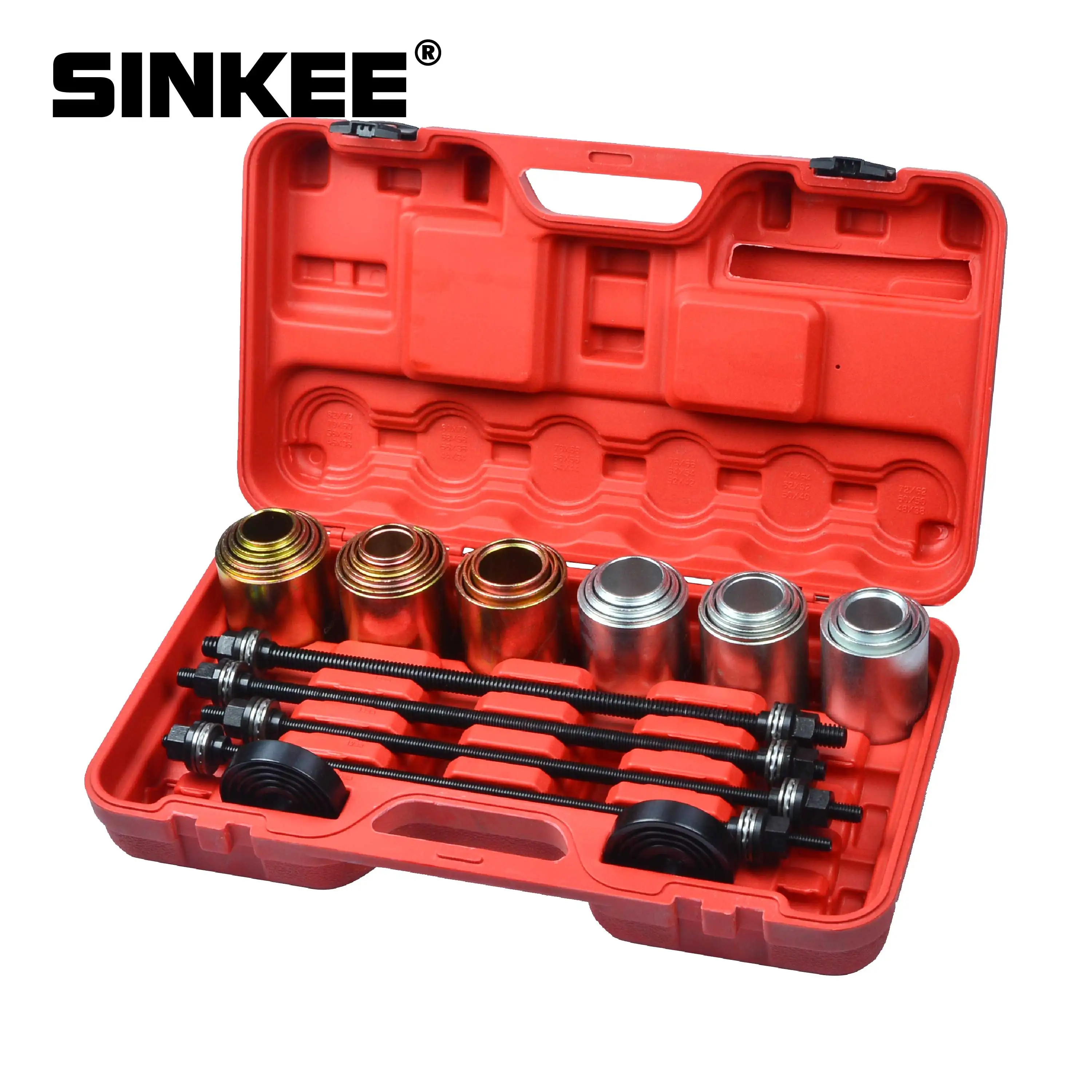 26Pcs Universal Press and Pull Sleeve Tool Kit Bush & Bearing Remover Set PT1086
26Pcs Universal Press and Pull Sleeve Tool Kit Bush & Bearing Remover Set PT1086