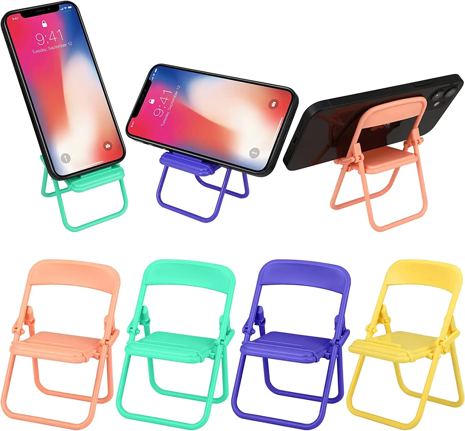 4 Pack Mini Cute Chair Shape Phone Holder Foldable Adjustable For Desk Fun Phone Desk Tablet Office Home Ideas, 4 Candy Colors
4 Pack Mini Cute Chair Shape Phone Holder Foldable Adjustable For Desk Fun Phone Desk Tablet Office Home Ideas, 4 Candy Colors