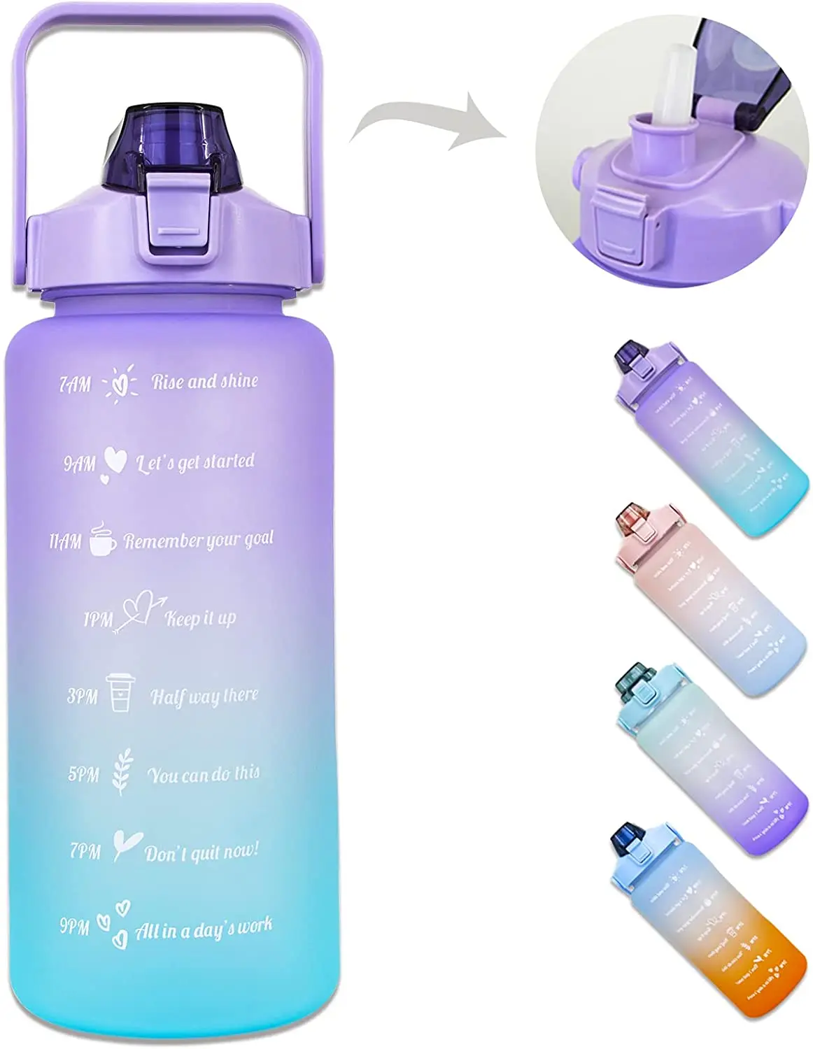 Large Half Gallon 64 OZ Motivational Water Bottle with Straw Time Marker BPA Free for Sport and Fitness for Gym Office Gifts
Large Half Gallon 64 OZ Motivational Water Bottle with Straw Time Marker BPA Free for Sport and Fitness for Gym Office Gifts