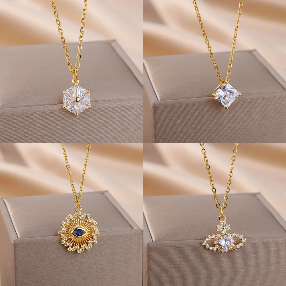 Zircon Square Necklace for Women Stainless Steel Long Chain Evil Eye Pendants Necklaces 2023 Trend Choker Aesthetic Jewelry Gift
Zircon Square Necklace for Women Stainless Steel Long Chain Evil Eye Pendants Necklaces 2023 Trend Choker Aesthetic Jewelry Gift