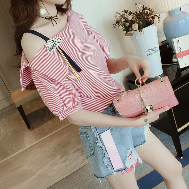 Off Shoulder T-shirt Women's Short Sleeved 2022 Summer Clothes New Fashion Student Half Sleeved Bottomed Shirt Stripe QWX1
Off Shoulder T-shirt Women's Short Sleeved 2022 Summer Clothes New Fashion Student Half Sleeved Bottomed Shirt Stripe QWX1