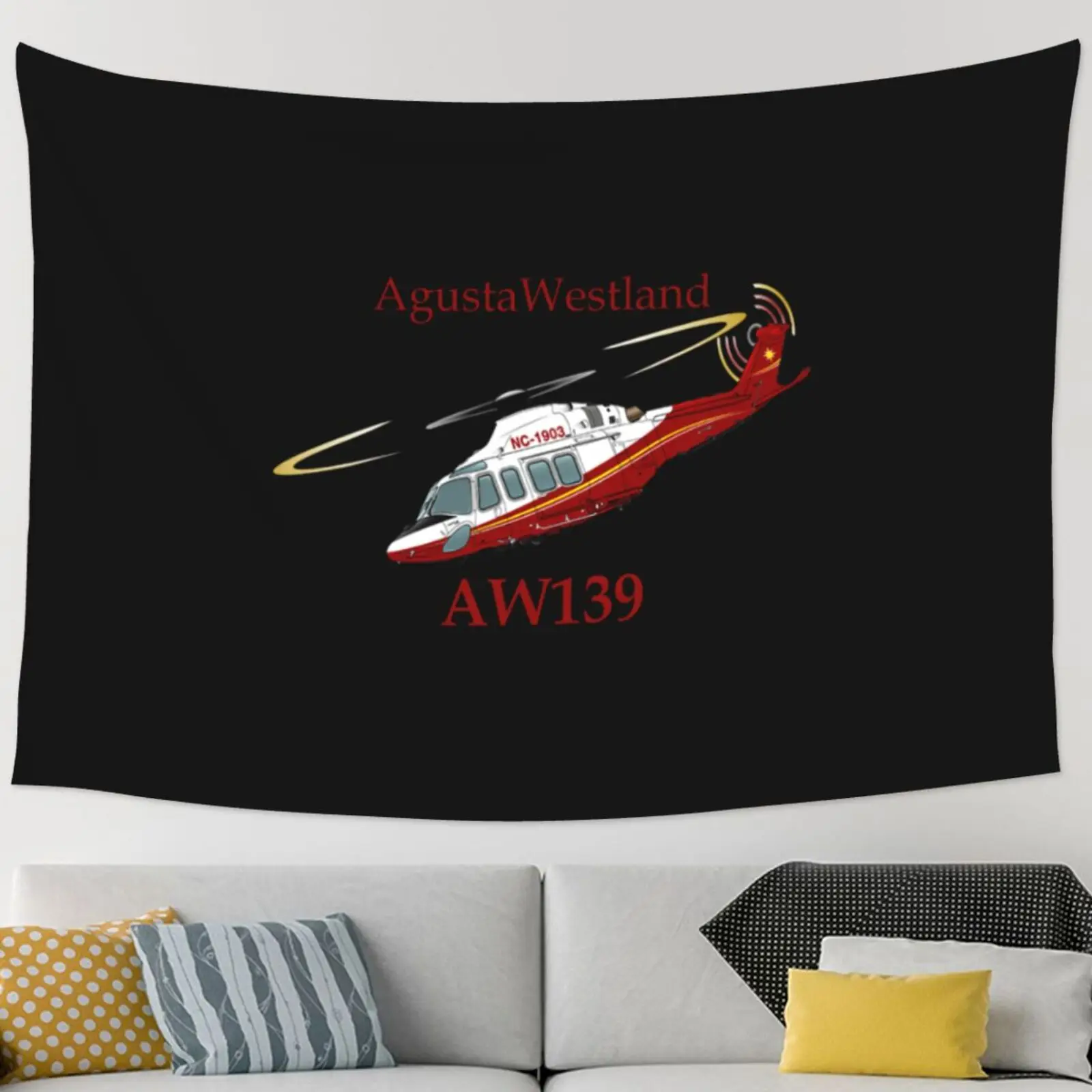 Agustawestland Aw139 Helicopter Tapestry Wall Hanging Home Decoration Mandala India Bedroom