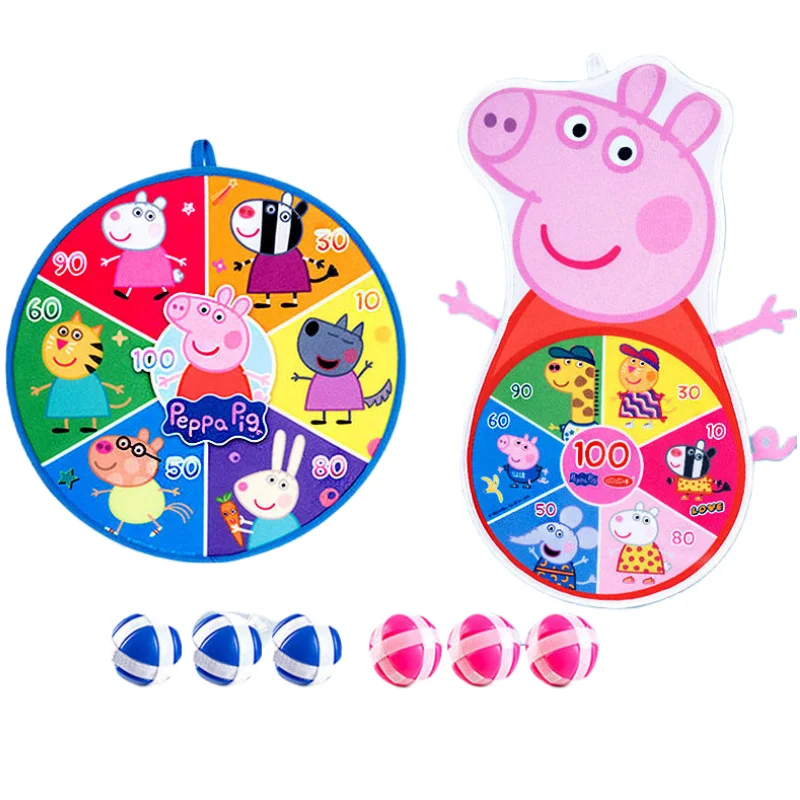 

Peppa Pig George Pig anime peripheral kawaii cute cartoon sticky ball double-sided dart ball dartboard creative children's toys