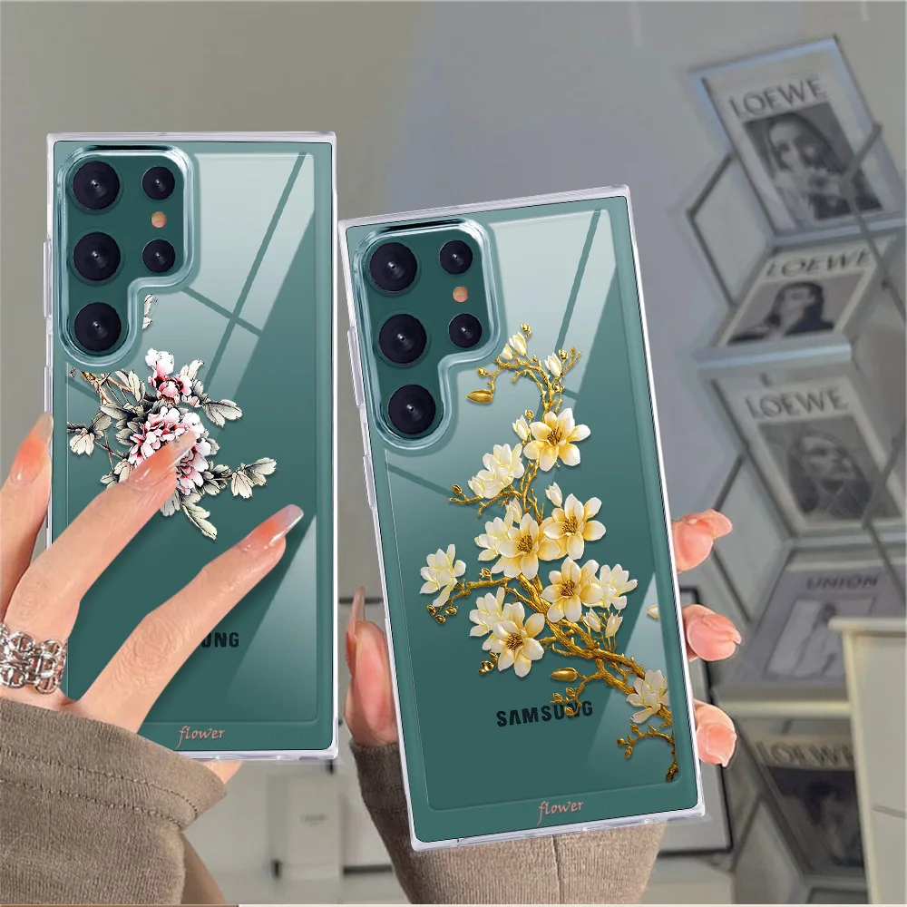 Fundas For SAMSUNG Galaxy S22 Flower Phone Case for Samsung S22Plus S22Ultra Luxury Transparent PC+TPU Back Shell Covers
Fundas For SAMSUNG Galaxy S22 Flower Phone Case for Samsung S22Plus S22Ultra Luxury Transparent PC+TPU Back Shell Covers