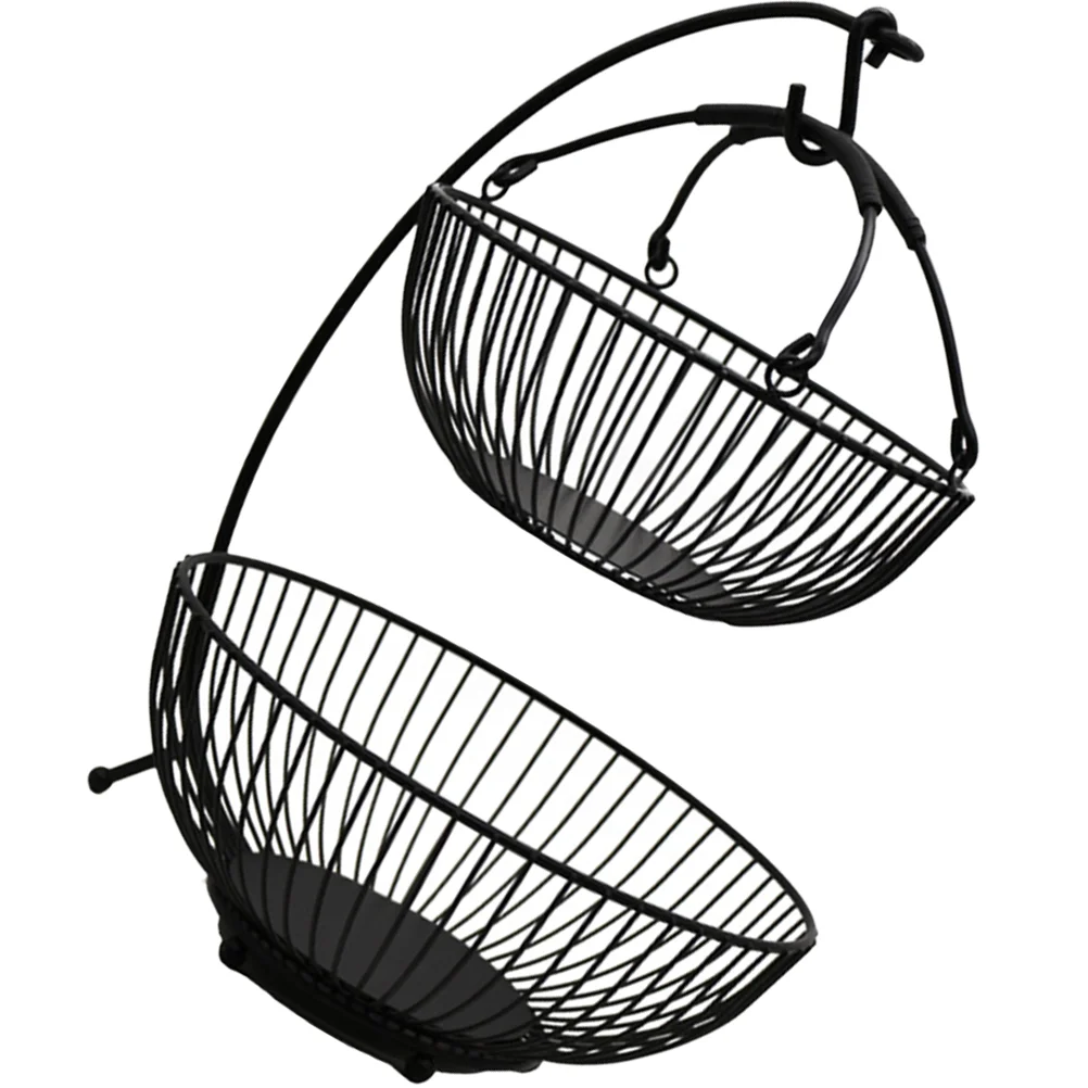 

Fruit Storage Basket Exquisite Fruits Two Tier Wire Desk Tiered Serving Tray Living Room Dessert Display Egg Holders