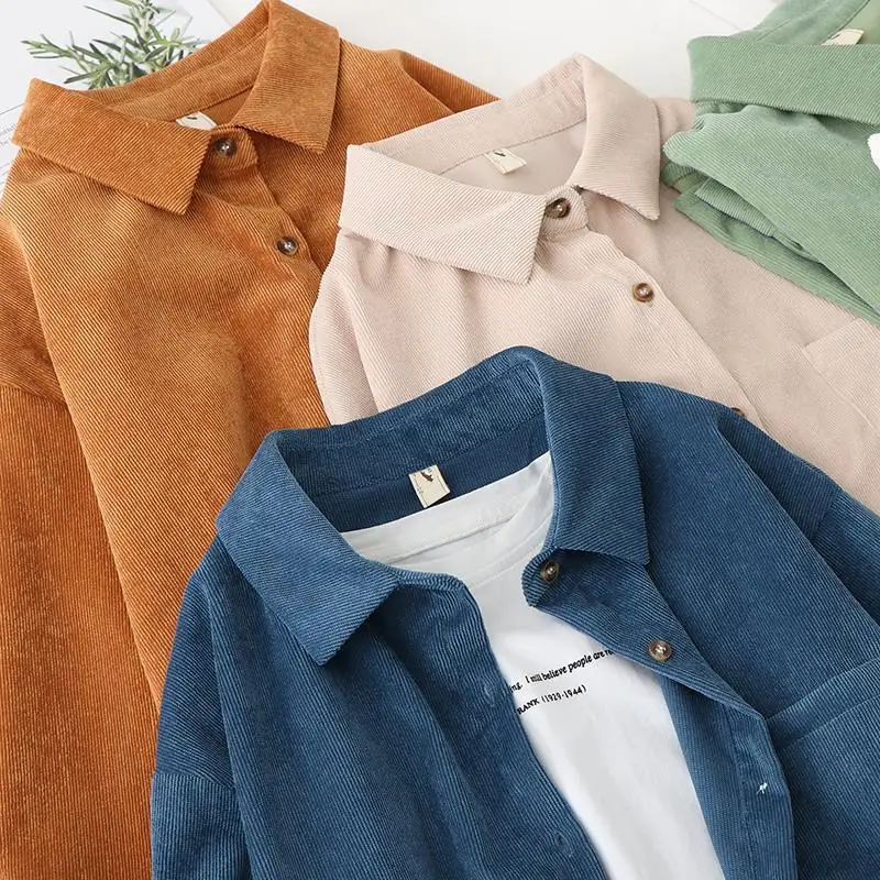 Woman Shirts 2022 Spring New Retro Corduroy Shirt Women Coat Hong Kong Style Ins Loose Corduroy Long Sleeves Outer Match
Woman Shirts 2022 Spring New Retro Corduroy Shirt Women Coat Hong Kong Style Ins Loose Corduroy Long Sleeves Outer Match