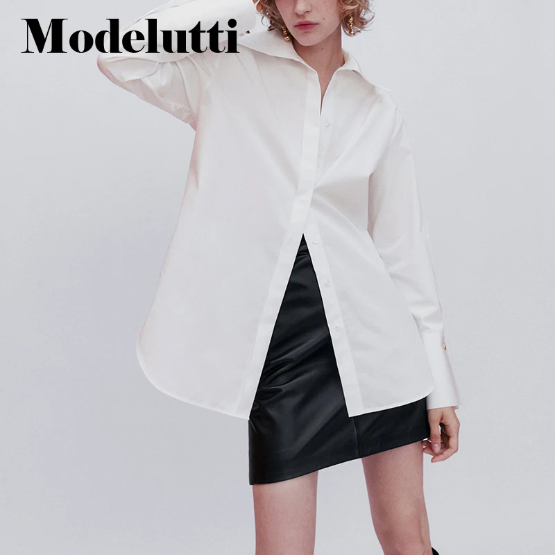Modelutti 2022 New Spring Autumn Fashion Long Sleeve Button Poplin Shirt Woman Solid Color Blouses Simple Casual Tops Female
Modelutti 2022 New Spring Autumn Fashion Long Sleeve Button Poplin Shirt Woman Solid Color Blouses Simple Casual Tops Female