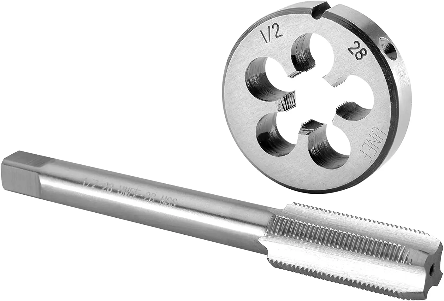 Fittings Burkit 1/2"-28 UNEF Tap and Die Set Right Hand 1/2 x 28 HSS Machine Thread Set 22LR 223 5.56 9mm
Fittings Burkit 1/2"-28 UNEF Tap and Die Set Right Hand 1/2 x 28 HSS Machine Thread Set 22LR 223 5.56 9mm