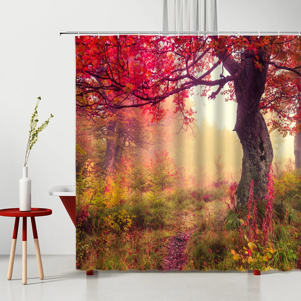 Shower Curtain Watercolor Autumn Scenery Dream Mountain Maple Leaf Landscape Washable Bathroom Decor Curtains Home Supplies
Shower Curtain Watercolor Autumn Scenery Dream Mountain Maple Leaf Landscape Washable Bathroom Decor Curtains Home Supplies