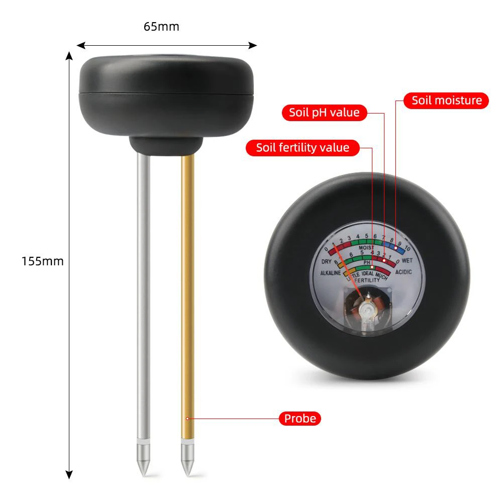 3-In-1 Soil Ph Meter Humidity Moisture Light Temp Soil Acidity Tester Moisture Sensor For Plants Flowers Garden Tool
3-In-1 Soil Ph Meter Humidity Moisture Light Temp Soil Acidity Tester Moisture Sensor For Plants Flowers Garden Tool