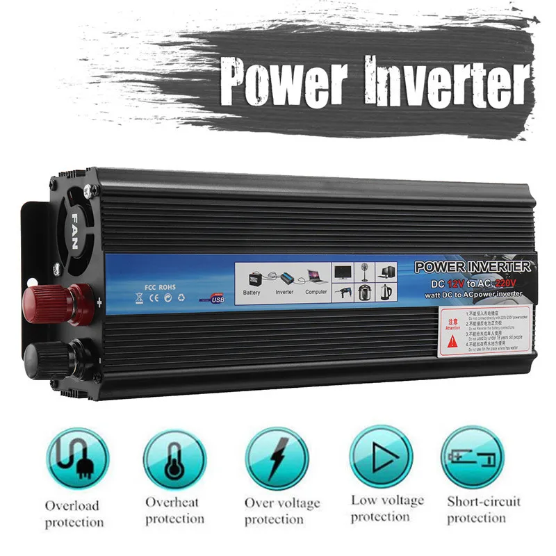 Car Inverters Car Power Inverter Voltage Transformer Converter 12V To 220V Solar Inversor Black Style 5000W Peak
Car Inverters Car Power Inverter Voltage Transformer Converter 12V To 220V Solar Inversor Black Style 5000W Peak