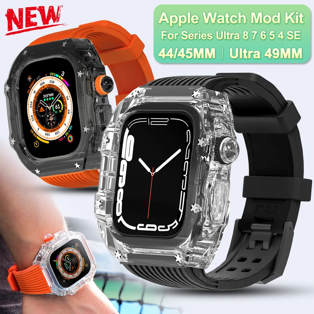 Ultra Transparent Modification Kit Case& Band For Apple Watch 49mm DIY Mod Rubber Strap For iWatch 8 7 6 5 4 SE 45MM 44MM
Ultra Transparent Modification Kit Case& Band For Apple Watch 49mm DIY Mod Rubber Strap For iWatch 8 7 6 5 4 SE 45MM 44MM