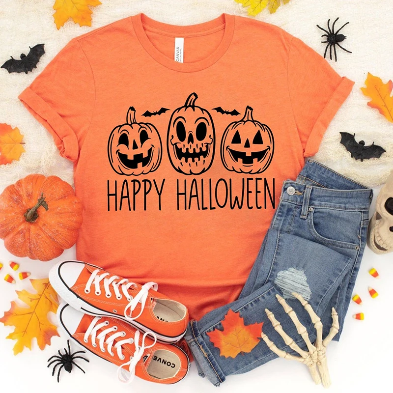 Happy Halloween Orange Colour T Shirt for Women Pumpkin Witch Graphic Tshirt Fall Fashion Festival Clothes Female Funny Top Tees
Happy Halloween Orange Colour T Shirt for Women Pumpkin Witch Graphic Tshirt Fall Fashion Festival Clothes Female Funny Top Tees