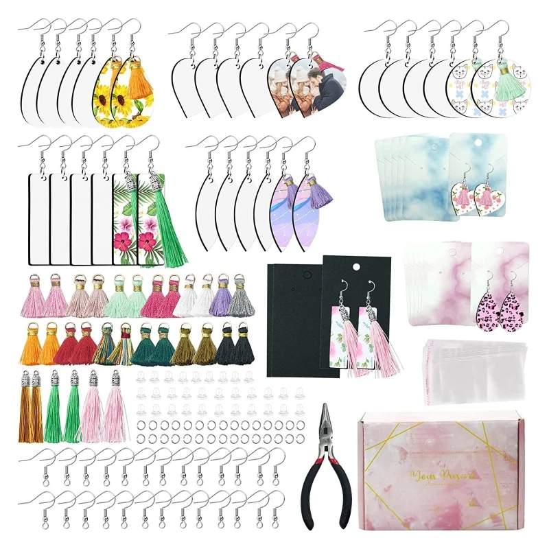1 Set Sublimation Earring Blanks Products Thermal Transfer Earrings Kit with Earring Hooks Tassels Jump Rings Pliers
1 Set Sublimation Earring Blanks Products Thermal Transfer Earrings Kit with Earring Hooks Tassels Jump Rings Pliers
