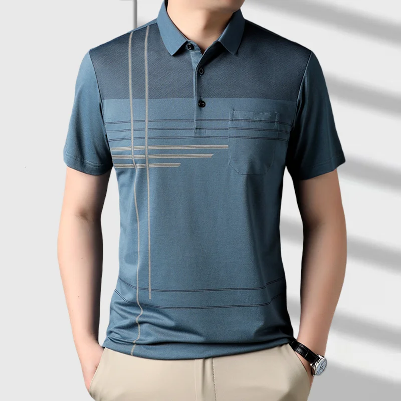 Summer Men Short Sleeve Striped Polo Shirts Streetwear Fashion Business T-Shirt Koreon New Male Clothes Pockets Loose Casual Top
Summer Men Short Sleeve Striped Polo Shirts Streetwear Fashion Business T-Shirt Koreon New Male Clothes Pockets Loose Casual Top
