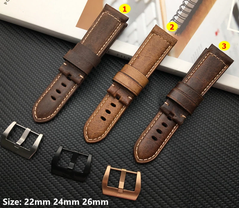 Top quality Retro 22mm 24mm 26mm Italian cow shiny oil Leather Watchband Handmade Men's Watch band For Panerai strap free tools
Top quality Retro 22mm 24mm 26mm Italian cow shiny oil Leather Watchband Handmade Men's Watch band For Panerai strap free tools