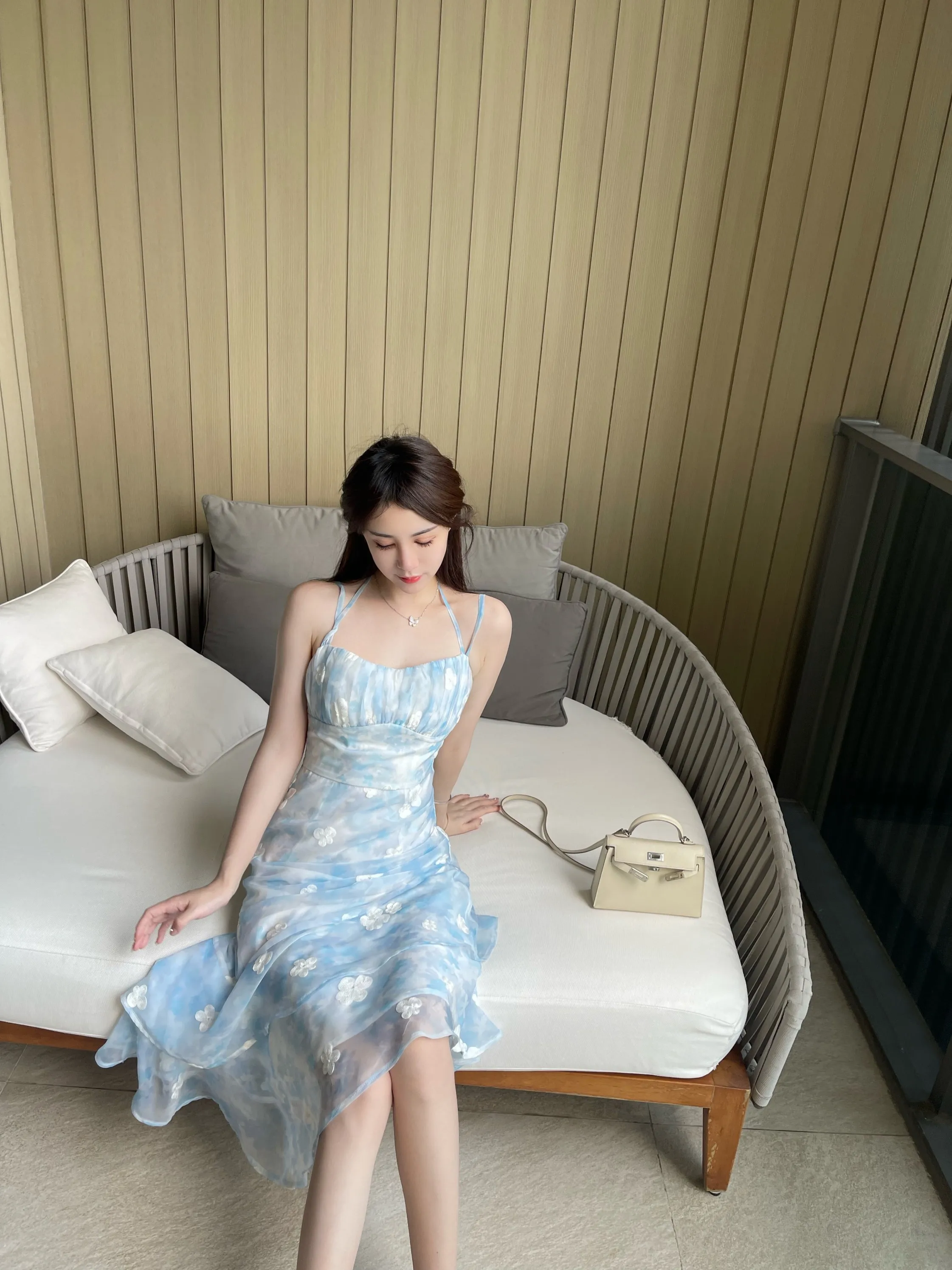 С принтом юбки для гольфа, тяжелый цветок, шифоновое платье с вышивкой, длинная юбка-комбинация для побережья