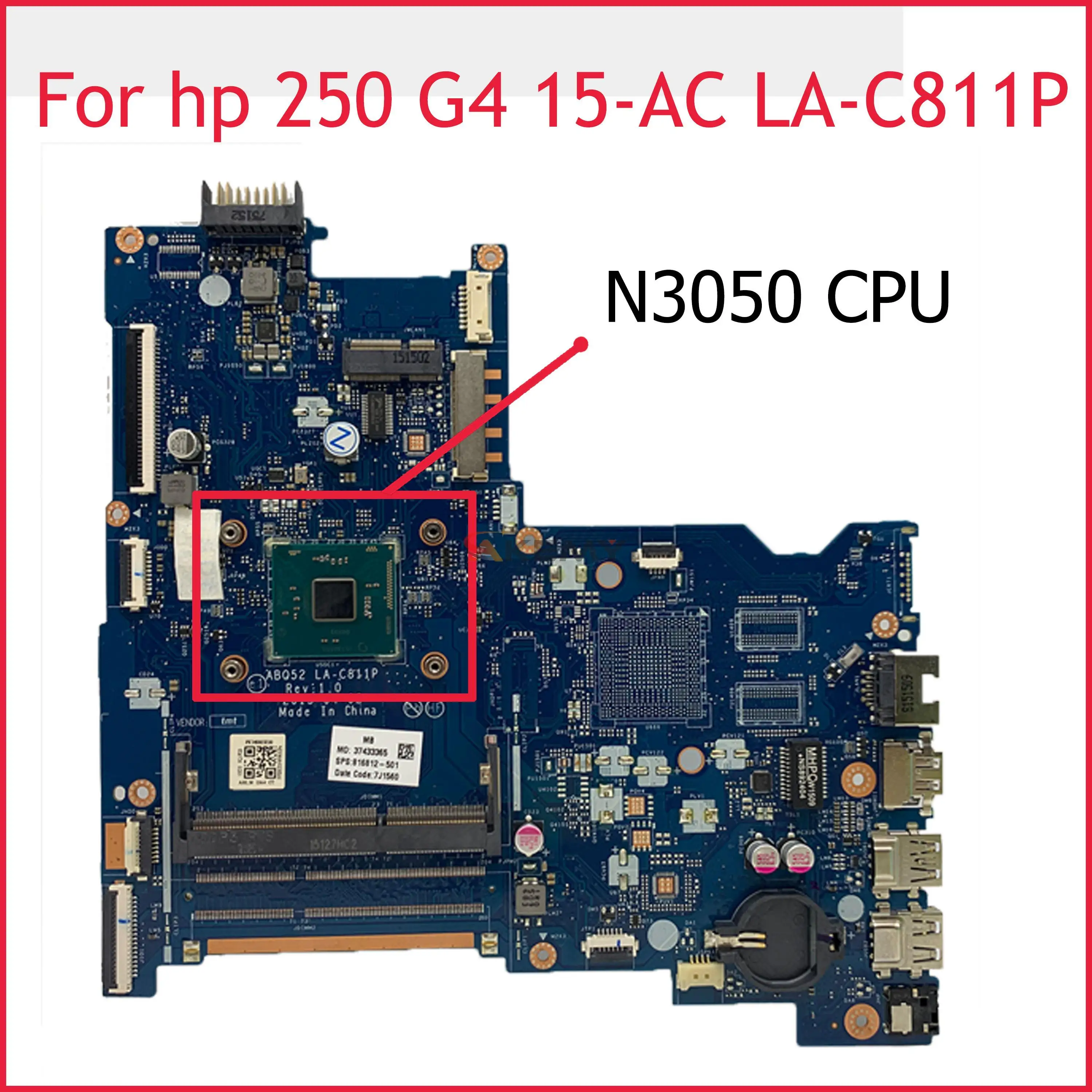 Высокое качество 250 G4 15-AC материнская плата для ноутбука 815248-001 815248-501 815248-601 Φ с процессором SR29H N3050 100% полностью протестирована ОК
Высокое качество 250 G4 15-AC материнская плата для ноутбука 815248-001 815248-501 815248-601 Φ с процессором SR29H N3050 100% полностью протестирована ОК