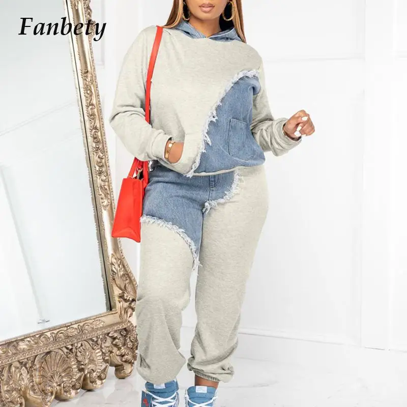 Color Block Patchwork Denim Tracksuit Women Casual Sweatshirt Hooded Top + Long Pants Sporty Two Piece Set Retro Hoodies Outfits
Color Block Patchwork Denim Tracksuit Women Casual Sweatshirt Hooded Top + Long Pants Sporty Two Piece Set Retro Hoodies Outfits