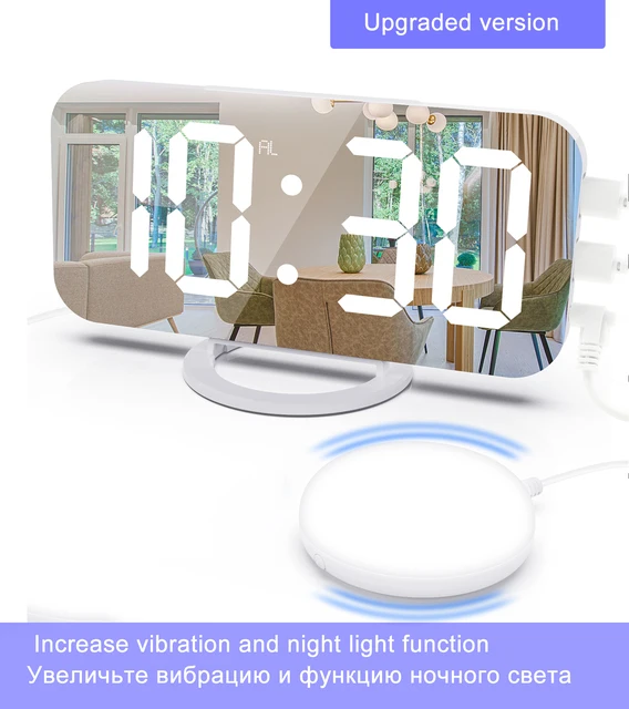Digital LED Alarm Clock Mirror 2 USB Charger Ports Night Light LED Table Clock Snooze Function Adjustable Brightness Desk Clocks
Digital LED Alarm Clock Mirror 2 USB Charger Ports Night Light LED Table Clock Snooze Function Adjustable Brightness Desk Clocks