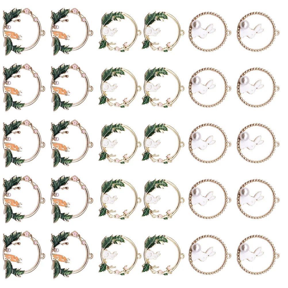 30pcs DIY Jewelry Pendant Rabbit Carrot Wreath Shape Jewelry Earring Making Supplies 
30pcs DIY Jewelry Pendant Rabbit Carrot Wreath Shape Jewelry Earring Making Supplies
