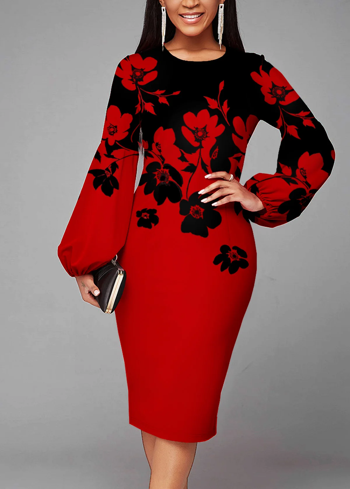 Temperament Fashion O-neck Floral Print Lantern Sleeve Midi Dresses Women Elegant Slim Bodycon Pencil Party Prom Dress Vestidos
Temperament Fashion O-neck Floral Print Lantern Sleeve Midi Dresses Women Elegant Slim Bodycon Pencil Party Prom Dress Vestidos