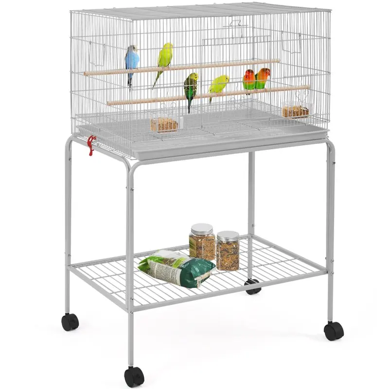 47" Metal Bird Cage with Slide-Out Tray and Rolling Stand, Light Gray Large and Comfortable Easy Cleaning
47" Metal Bird Cage with Slide-Out Tray and Rolling Stand, Light Gray Large and Comfortable Easy Cleaning