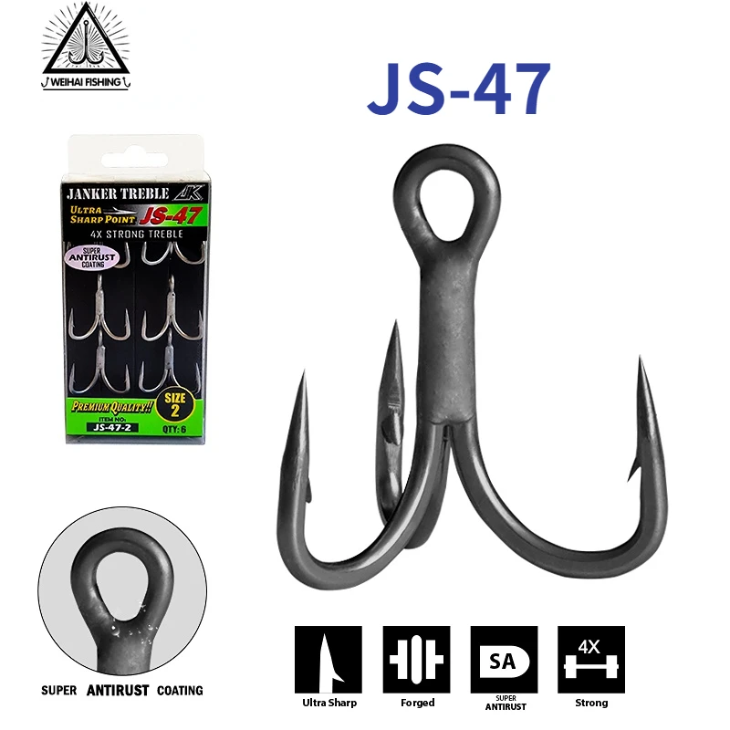 WH JS-47 Boat Fishing Super Antirust Triple Hook Gray Color 4X Strong Triple Fishing Hooks High Quality Fishhook #8~5/0 Tee Hook
WH JS-47 Boat Fishing Super Antirust Triple Hook Gray Color 4X Strong Triple Fishing Hooks High Quality Fishhook #8~5/0 Tee Hook