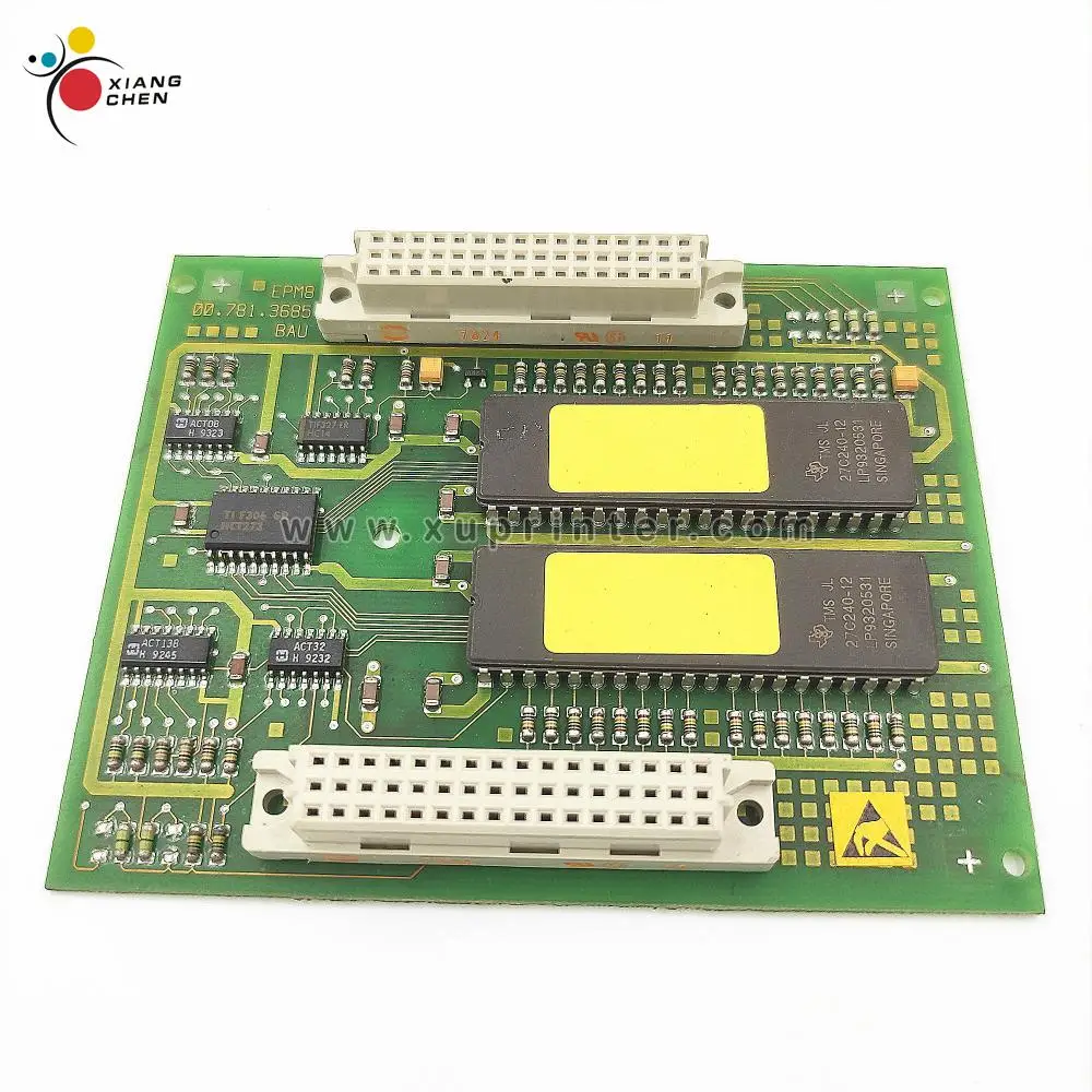 Printing Machines M2.144.5091 Eprom Module EPM8 ZSK CPT 102.01 SM74 PreDrupa 2008 Machine 00.781.3685 BAU circuit board.
Printing Machines M2.144.5091 Eprom Module EPM8 ZSK CPT 102.01 SM74 PreDrupa 2008 Machine 00.781.3685 BAU circuit board.