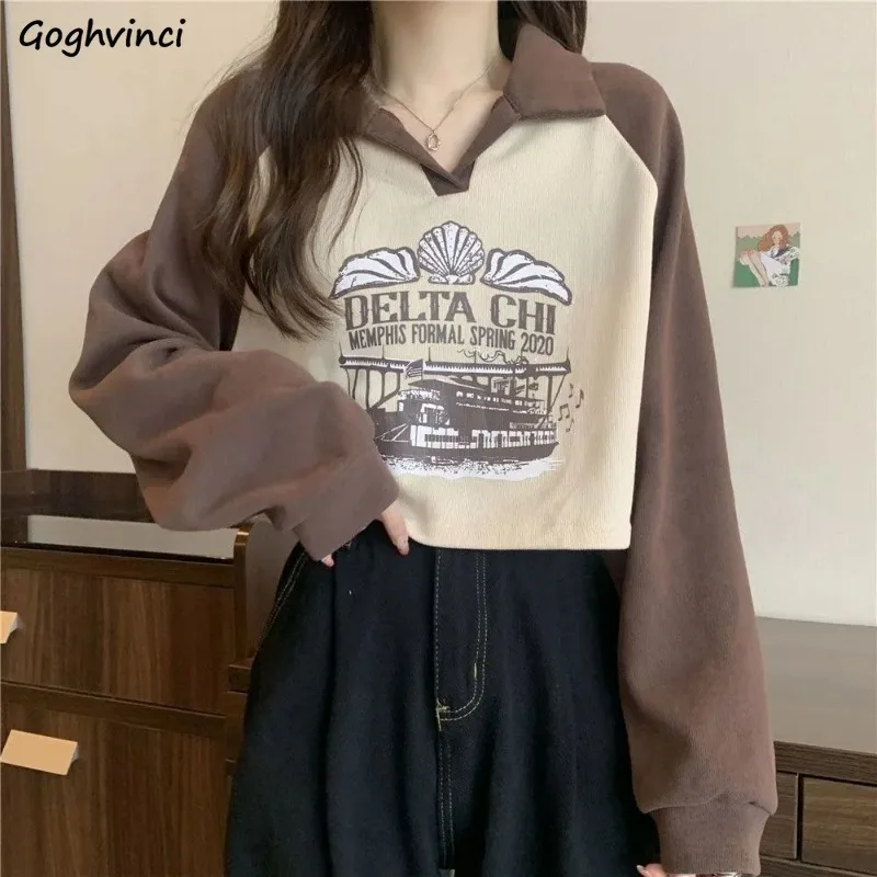 Cropped Sweatshirts Women Retro Patchwork Autumn Street American Style Female Baggy Popular Turn-down Collar Design Simple Chic
Cropped Sweatshirts Women Retro Patchwork Autumn Street American Style Female Baggy Popular Turn-down Collar Design Simple Chic