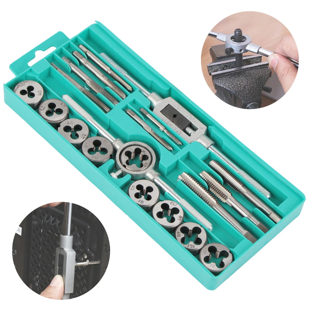 Screw Thread Metric Taps Wrench Dies Tap and Die Set Hand Tools Alloy Wrench Screw M3-M12 Threading Tools 20 Pcs
Screw Thread Metric Taps Wrench Dies Tap and Die Set Hand Tools Alloy Wrench Screw M3-M12 Threading Tools 20 Pcs