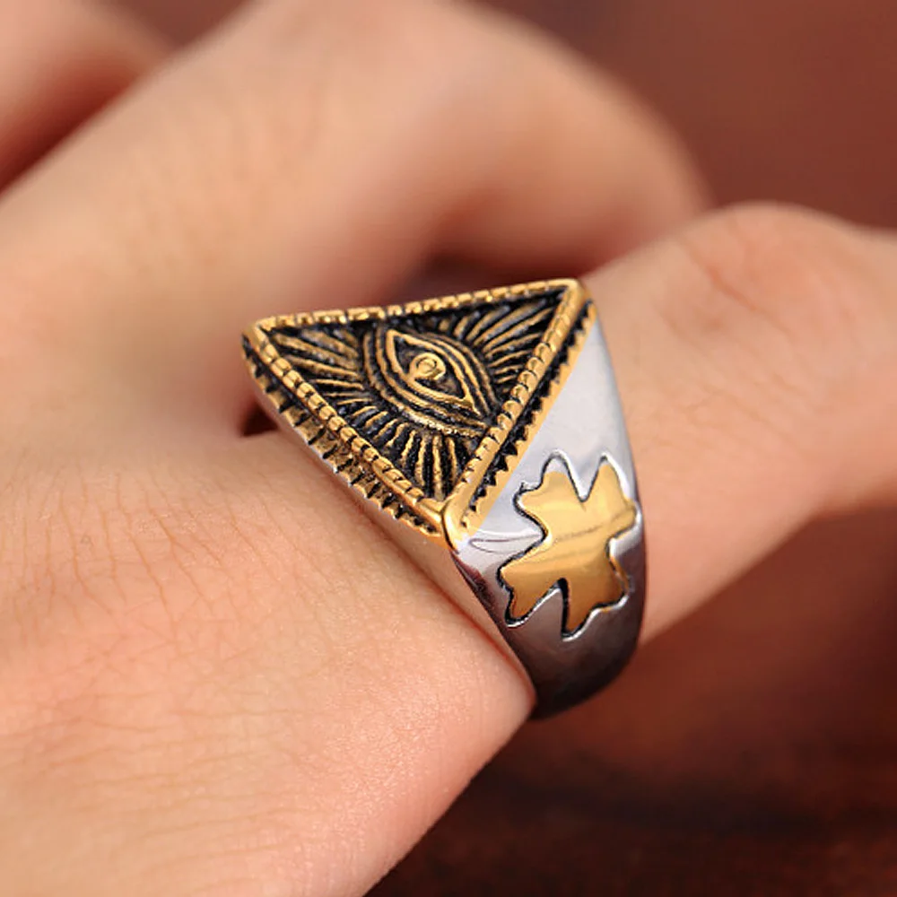 Vintage Stainless Steel All Seeing Eye Ring For Men Punk Hip Hop God's Eye Street Cross Men Ring Fashion Jewelry Gift Wholesale
Vintage Stainless Steel All Seeing Eye Ring For Men Punk Hip Hop God's Eye Street Cross Men Ring Fashion Jewelry Gift Wholesale