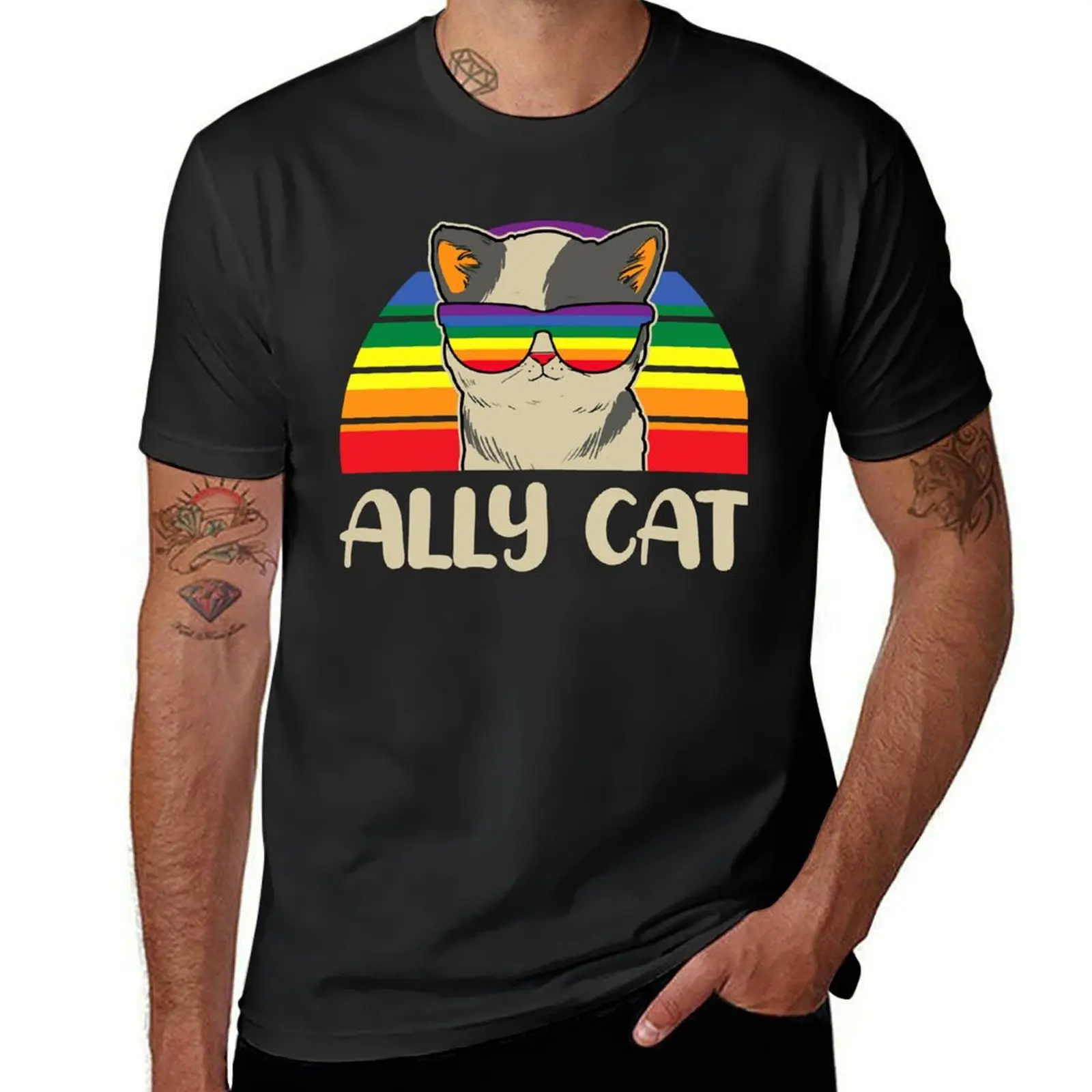 Гордость Allyship футболка с котом летние топы для мальчиков белые простые черные