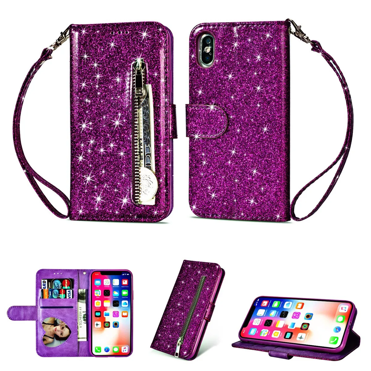 Yidai-Silu Flip Wallet Case Kickstand Sequins Card Holder Leather Zipper Glitter Magnetic Purse Cover for HuaWei P40 Pro
Yidai-Silu Flip Wallet Case Kickstand Sequins Card Holder Leather Zipper Glitter Magnetic Purse Cover for HuaWei P40 Pro