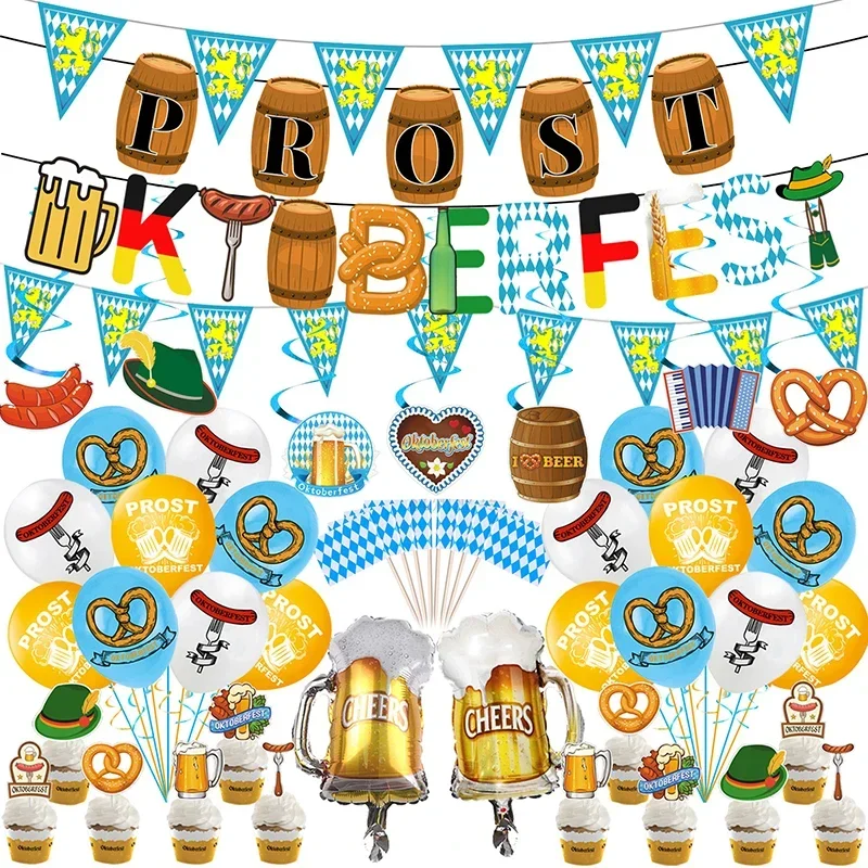 CHEEREVEAL German Oktoberfest Party Decoration Balloons Prost Oktoberfest Banner Cake Topper Beer Festival Party Decor Supplies
CHEEREVEAL German Oktoberfest Party Decoration Balloons Prost Oktoberfest Banner Cake Topper Beer Festival Party Decor Supplies