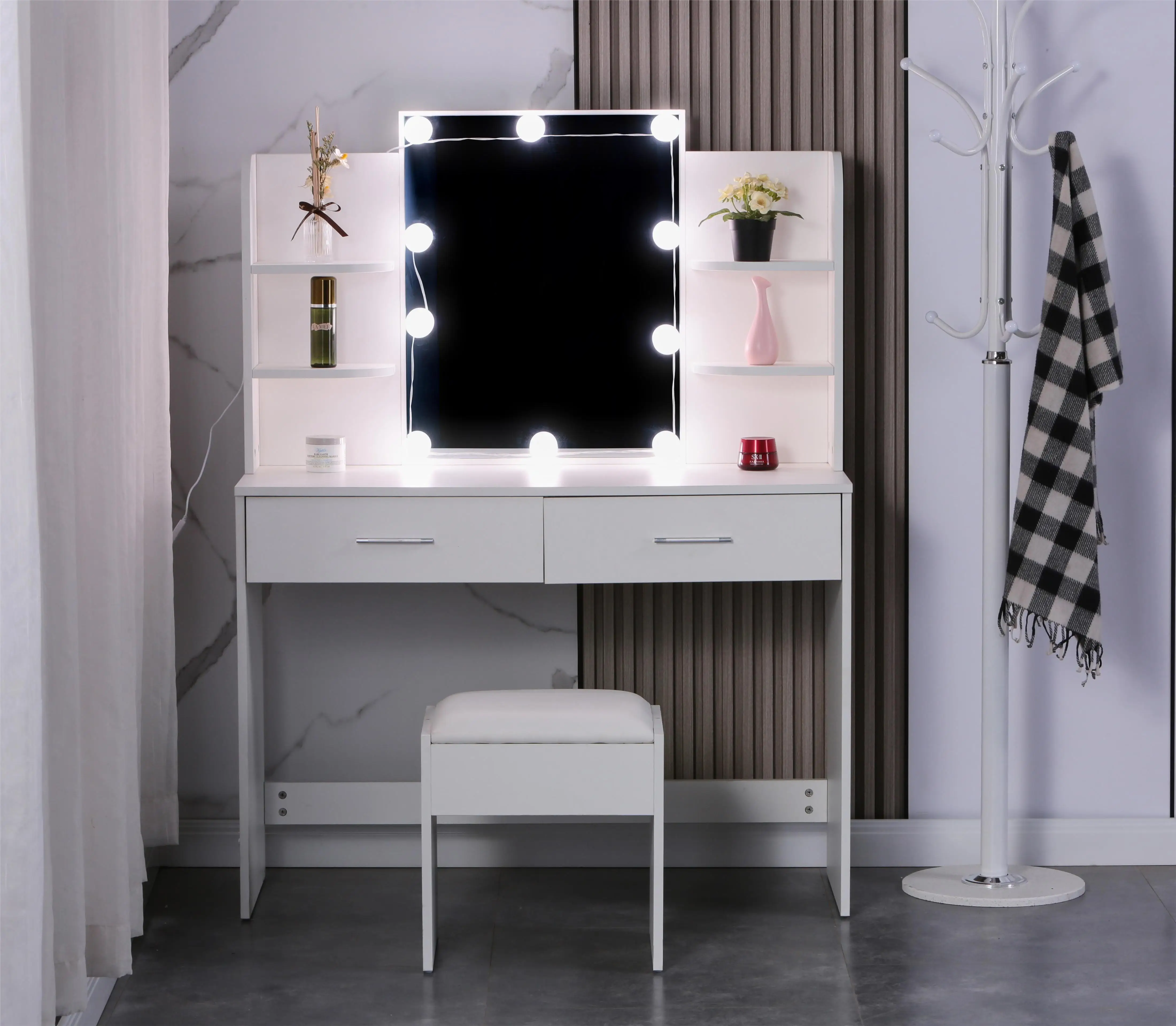 URBANLIFE Large Vanity Desk with Mirror and Lights, Makeup Vanity Table with 10 Light Bulbs, 2 Drawers
URBANLIFE Large Vanity Desk with Mirror and Lights, Makeup Vanity Table with 10 Light Bulbs, 2 Drawers