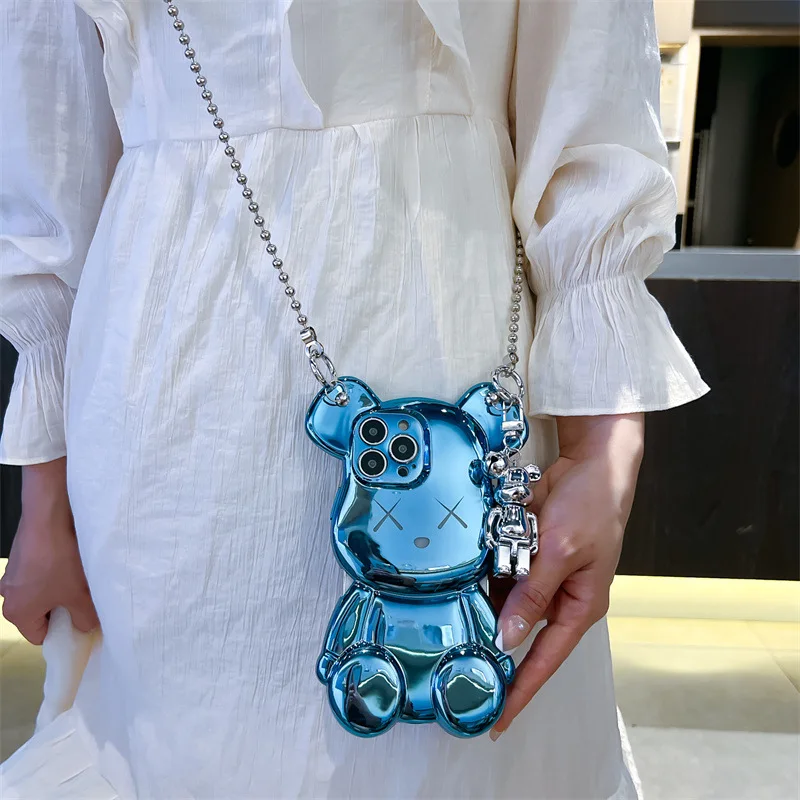 Luxury Glossy Plated Violent Bear Phone Case For iPhone 14 Plus 13 12 11 Pro Max Glossy Crossbody Silicone Cover with Pendant
Luxury Glossy Plated Violent Bear Phone Case For iPhone 14 Plus 13 12 11 Pro Max Glossy Crossbody Silicone Cover with Pendant