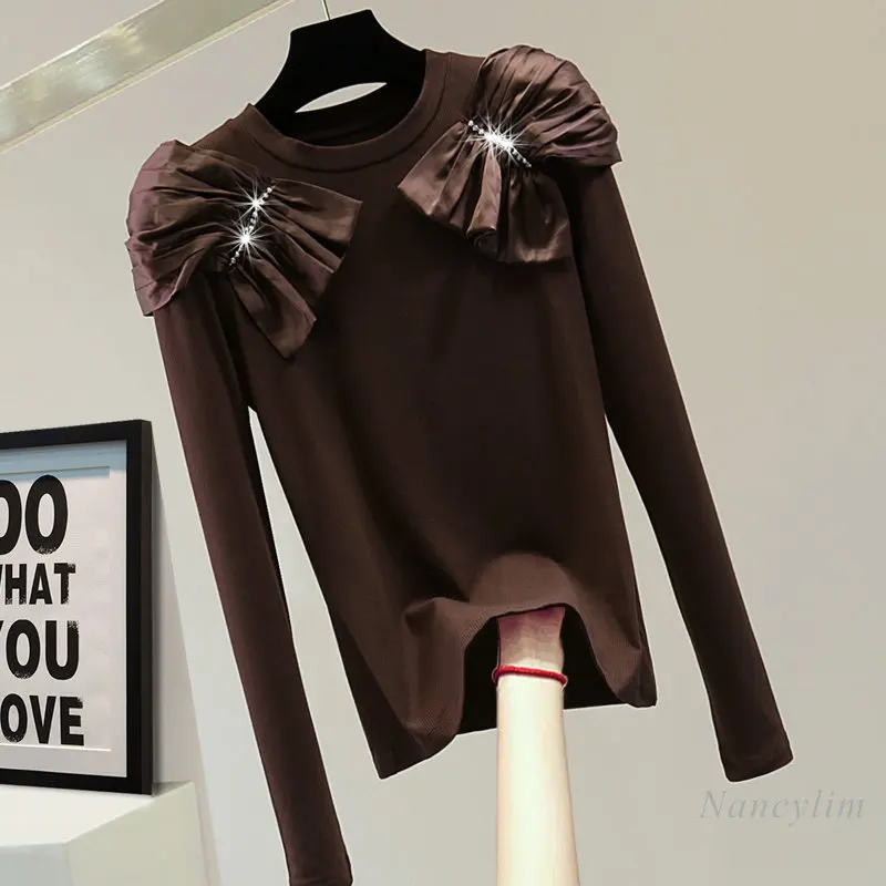 2022 Autumn Long Sleeve T-Shirts for Women Diamond-Embedded Beaded Round Neck Tshirt Korean Style Slim Fit Solid Color Outerwear
2022 Autumn Long Sleeve T-Shirts for Women Diamond-Embedded Beaded Round Neck Tshirt Korean Style Slim Fit Solid Color Outerwear