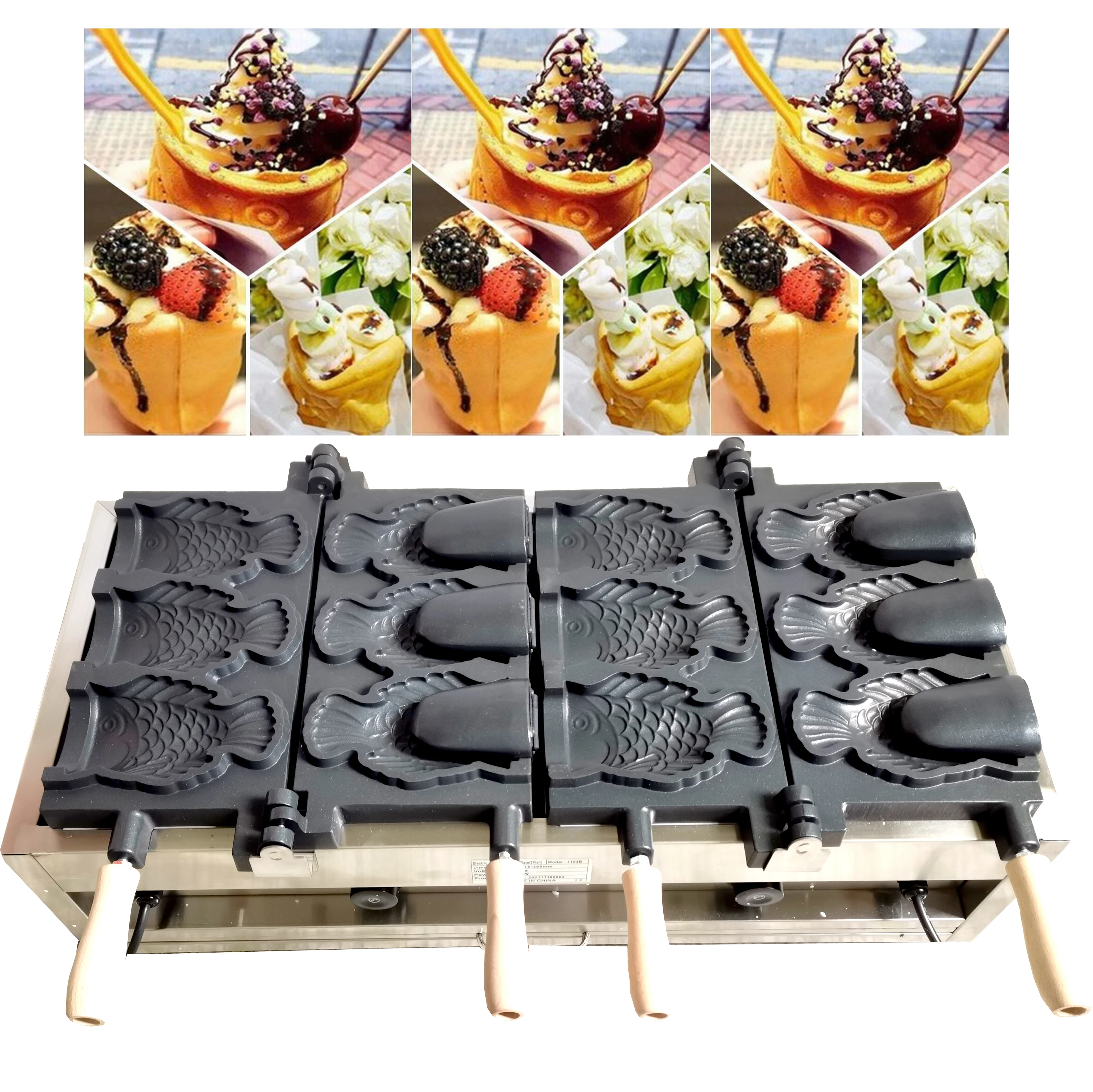Electric 6 pcs 110v 220v Open mouth Ice cream Taiyaki machine Fish waffle maker
Electric 6 pcs 110v 220v Open mouth Ice cream Taiyaki machine Fish waffle maker