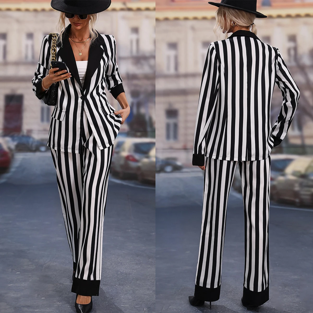 Spring Black White Striped Women Pants Suit Celebrity Mother of the Bride Summer Wear Evening Party Wedding Formal 2 Pieces
Spring Black White Striped Women Pants Suit Celebrity Mother of the Bride Summer Wear Evening Party Wedding Formal 2 Pieces