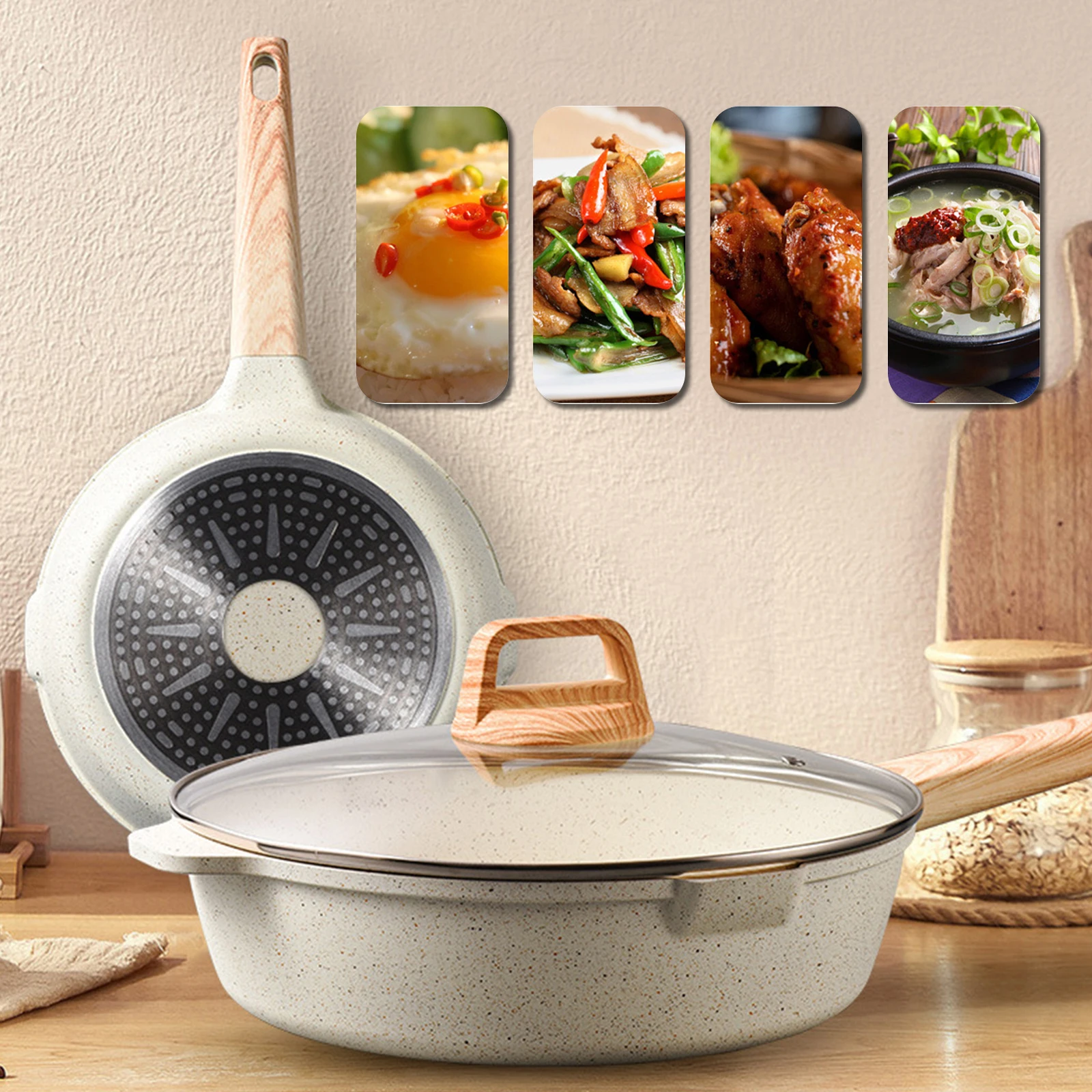 Non-stick Frying Pan Aluminum Skillet Maifan Stone Saucepan Kitchenware 12Inch Multi-function For Induction Cooker Gas Universal
Non-stick Frying Pan Aluminum Skillet Maifan Stone Saucepan Kitchenware 12Inch Multi-function For Induction Cooker Gas Universal