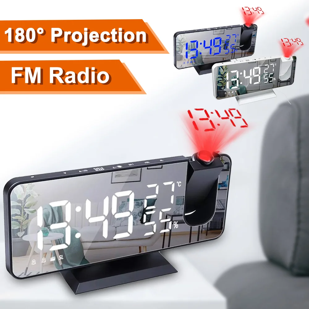 Projection Digital Electronic Clock Alarm LEDwith Clock Radio FM Projection AlarmBedroom Projector Clock Mute Bedside Time
Projection Digital Electronic Clock Alarm LEDwith Clock Radio FM Projection AlarmBedroom Projector Clock Mute Bedside Time