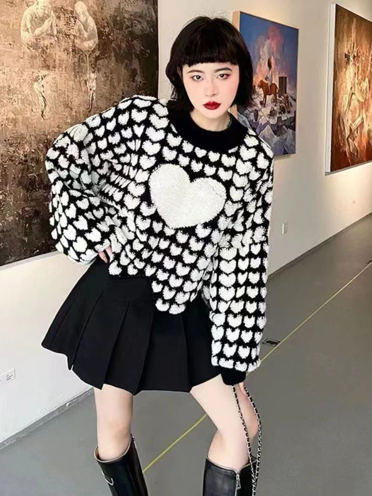 HOUZHOU Autumn Winter Sweater Heart Loose Harajuku Irregular Knitted Pullover Chic Streetwear Long Sleeve Top Y2k Korean Fashion
HOUZHOU Autumn Winter Sweater Heart Loose Harajuku Irregular Knitted Pullover Chic Streetwear Long Sleeve Top Y2k Korean Fashion