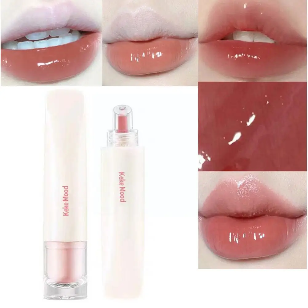 

Gel Gloss Tint Liquid Lipstick Crystal Clear Lip Gloss Oil Lip Jelly Hydrating Balm Non-sticky Glaze Makeup Lips Plumper Li K5E1